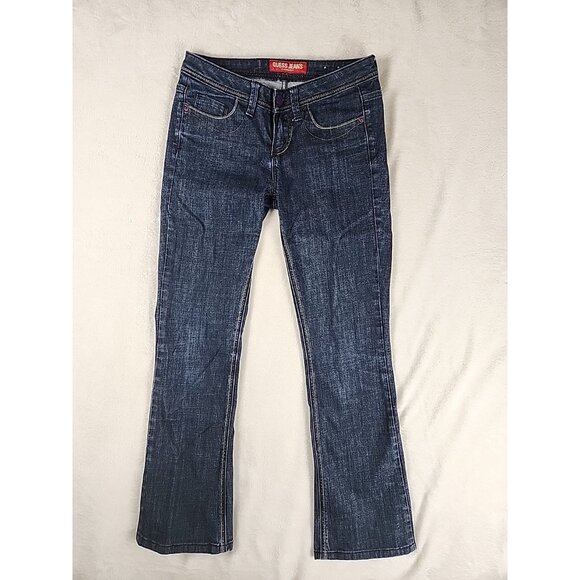 Vintage Guess Jeans Womens Boot Cut Blue Denim Purple Button size 26 Y2K - Picture 1 of 12